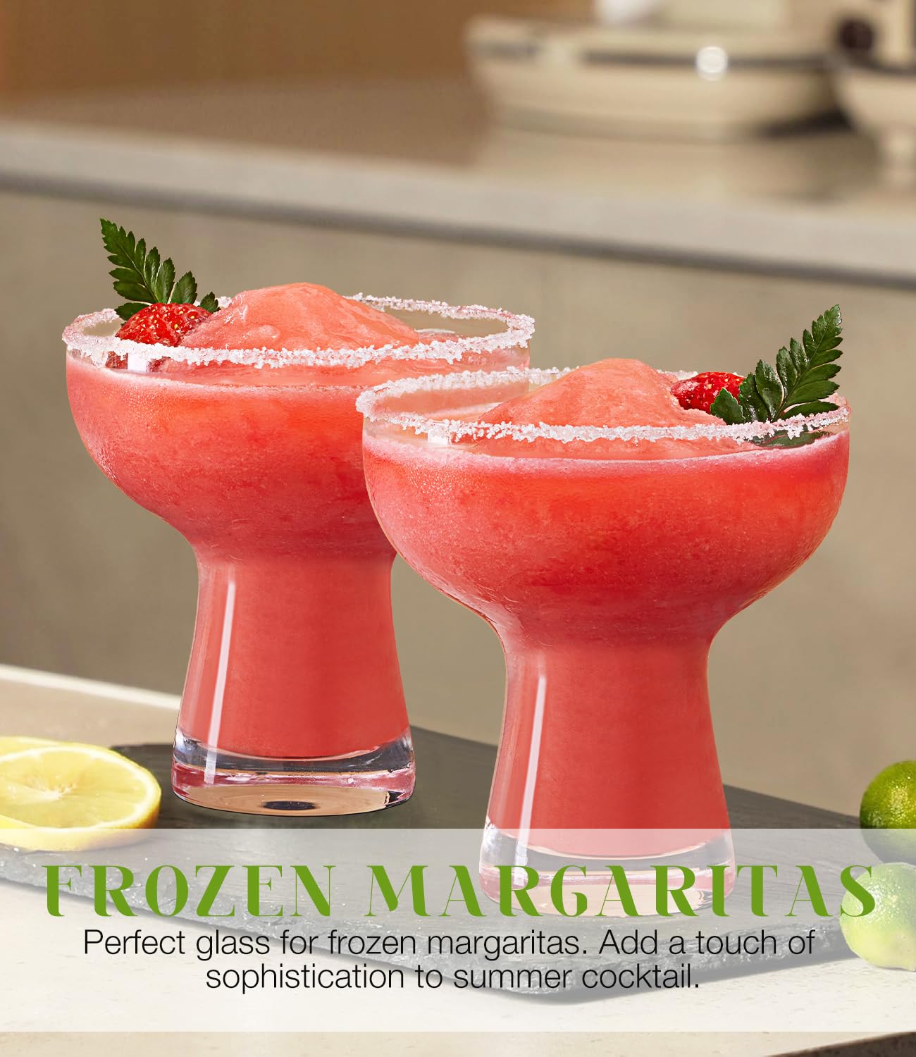 Luna & Mantha hand-blown, lead-free glass enhances beverage display