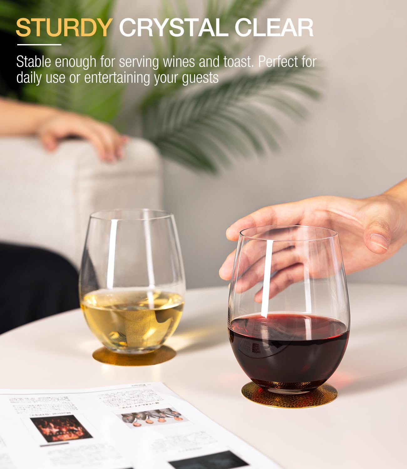 Luna & Mantha versatile glasses for wines, cocktails, juices, and water