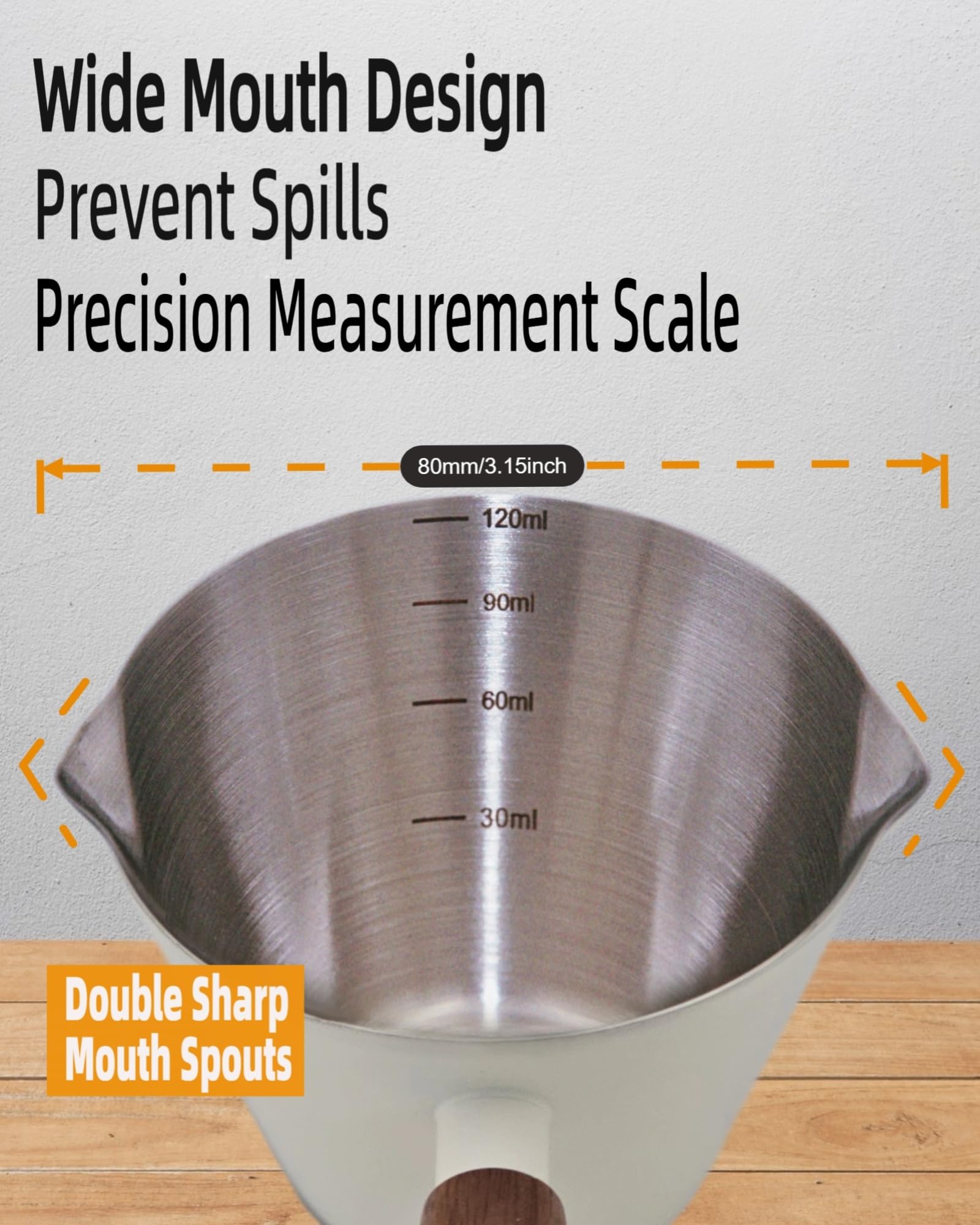 Lunaker stainless-steel body with wide opening fits most portafilters.