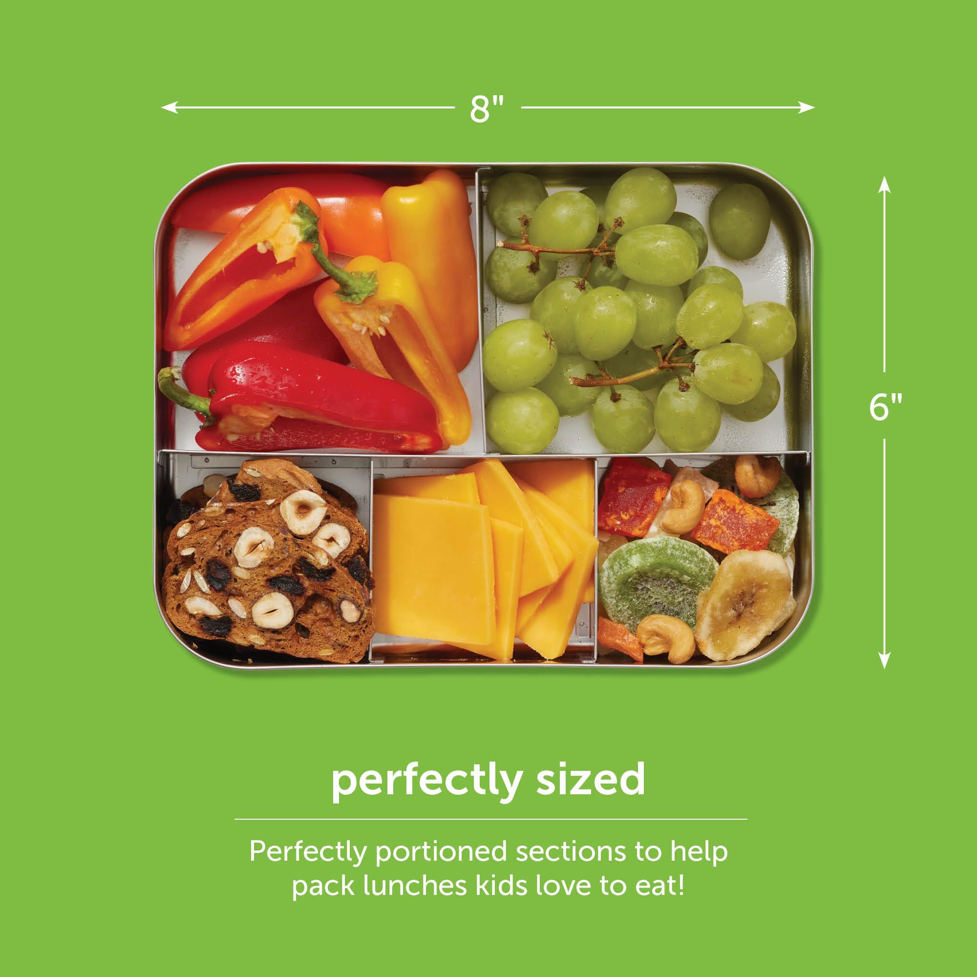 LunchBots divider included maintains organized, mess-free meals.