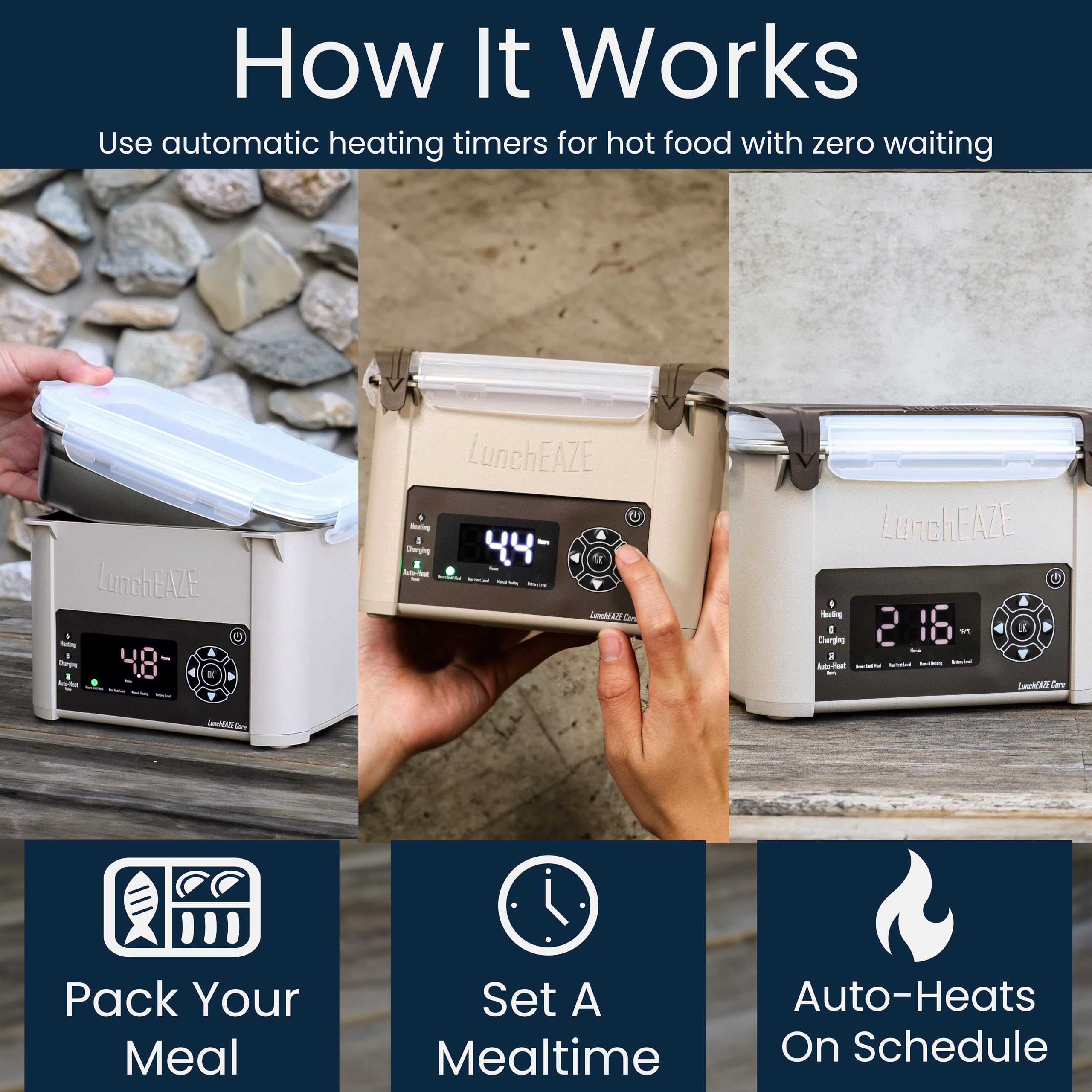 LunchEAZE Core Gen 2 4-cup capacity for compact daily lunches.