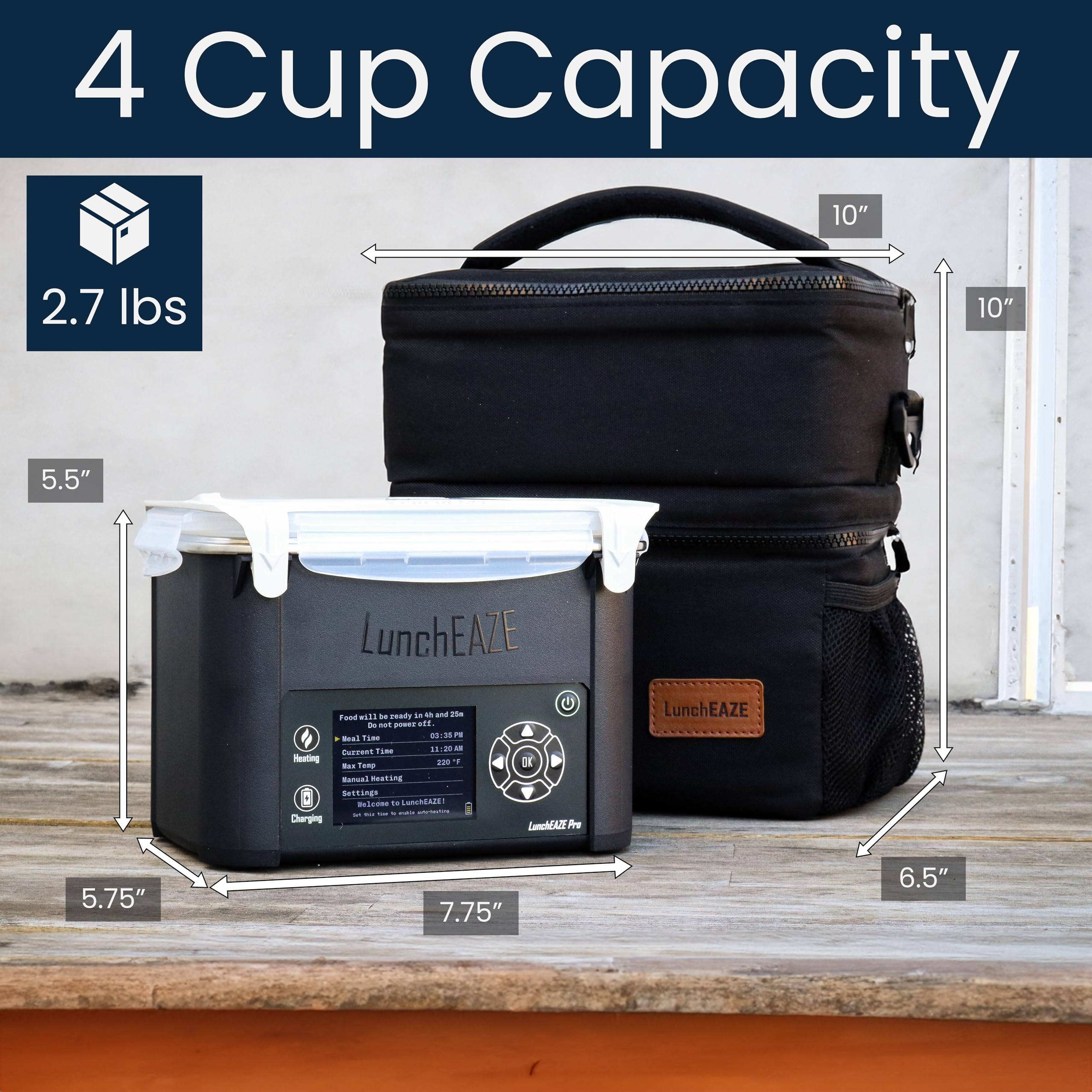 LunchEAZE Pro 4-cup container ready for prep and reheating.