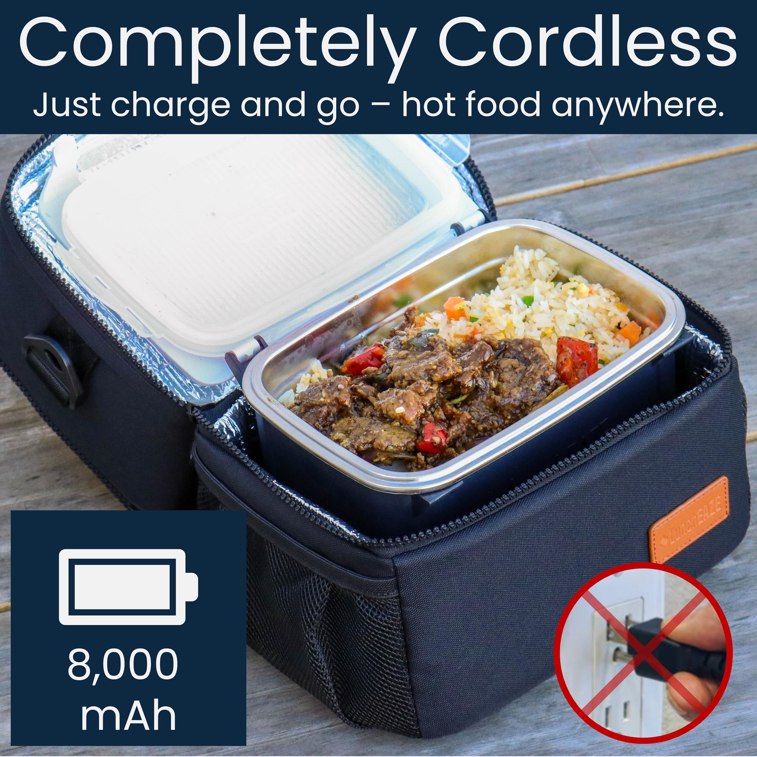 LunchEAZE Pro dual chamber insulated bag keeps meals organized.
