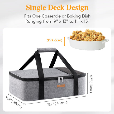 LUNCIA casserole carrier open loading demonstrates easy access for quick packing.