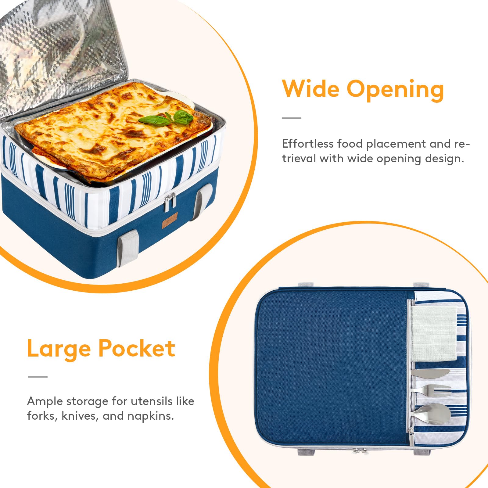 LUNCIA padded-handles provide comfortable carrying on outings.