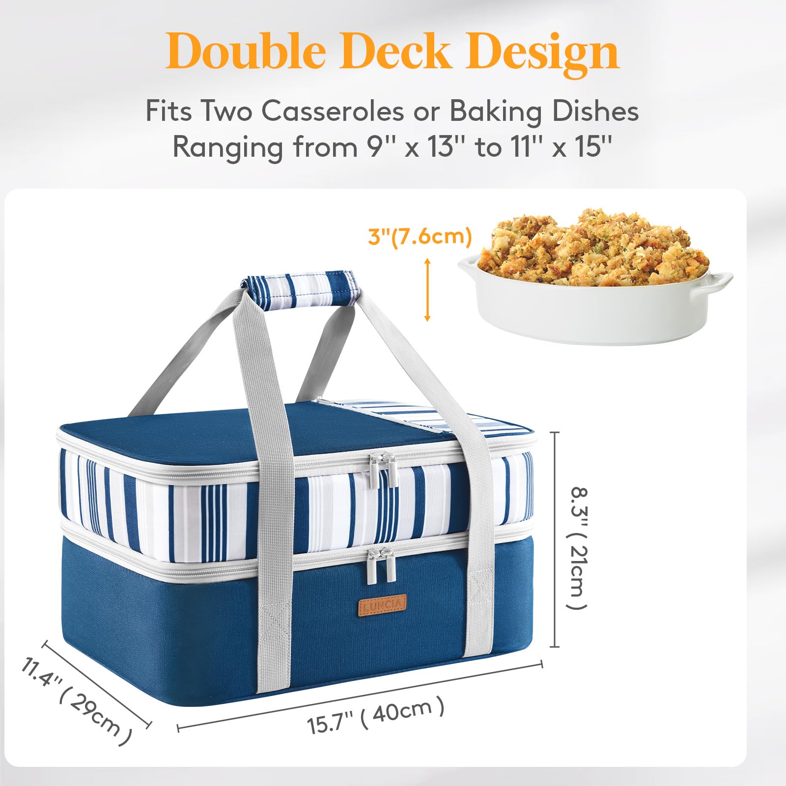 LUNCIA blue interior with foil lining and foam for temperature control.