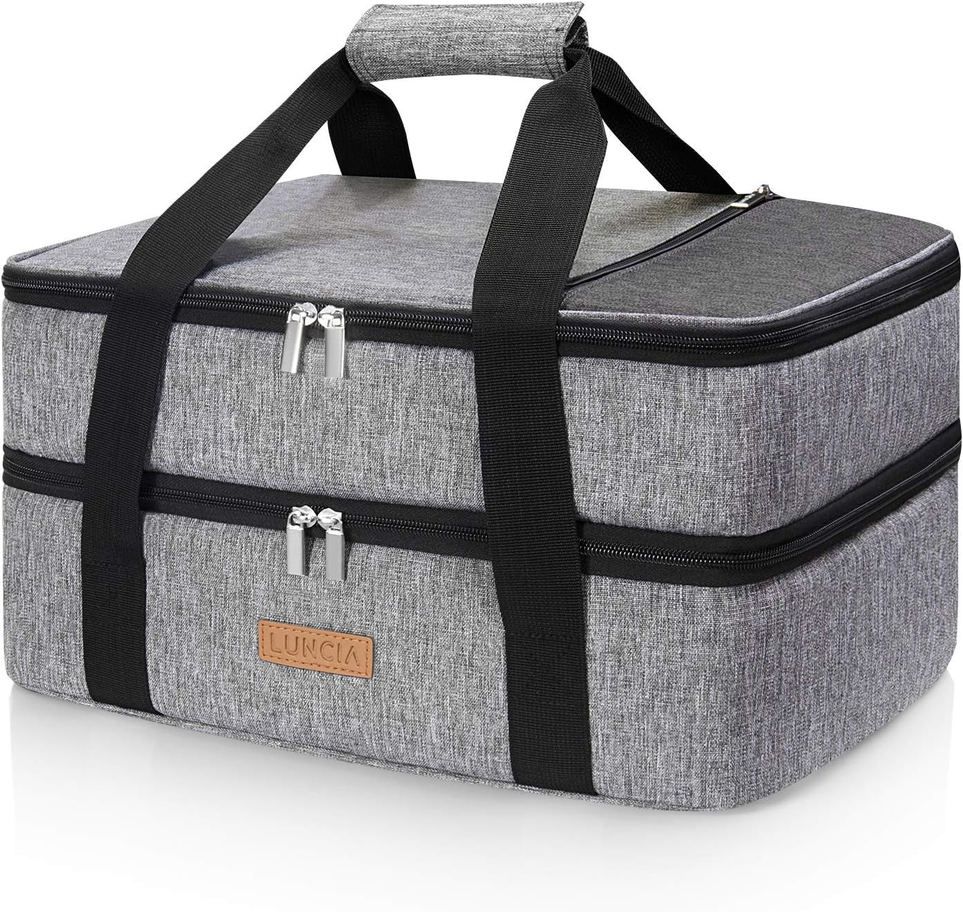 LUNCIA dual-compartments insulated casserole carrier keeping meals organized on the move.