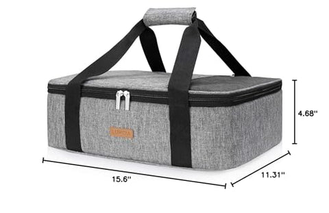 LUNCIA fits 9x13 dishes, ideal for potlucks and picnics.