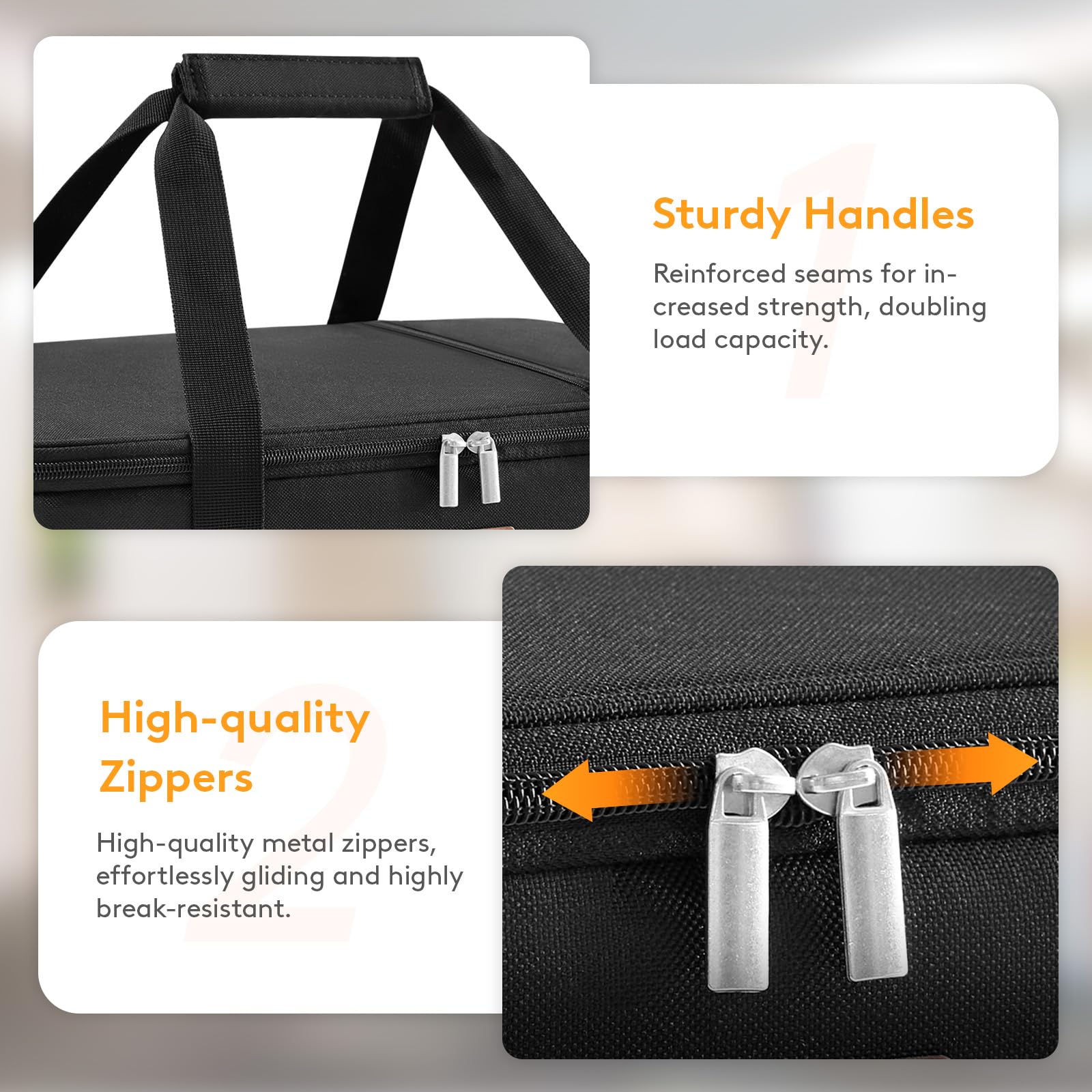 LUNCIA carrier dual padded handles with Velcro for comfortable carrying
