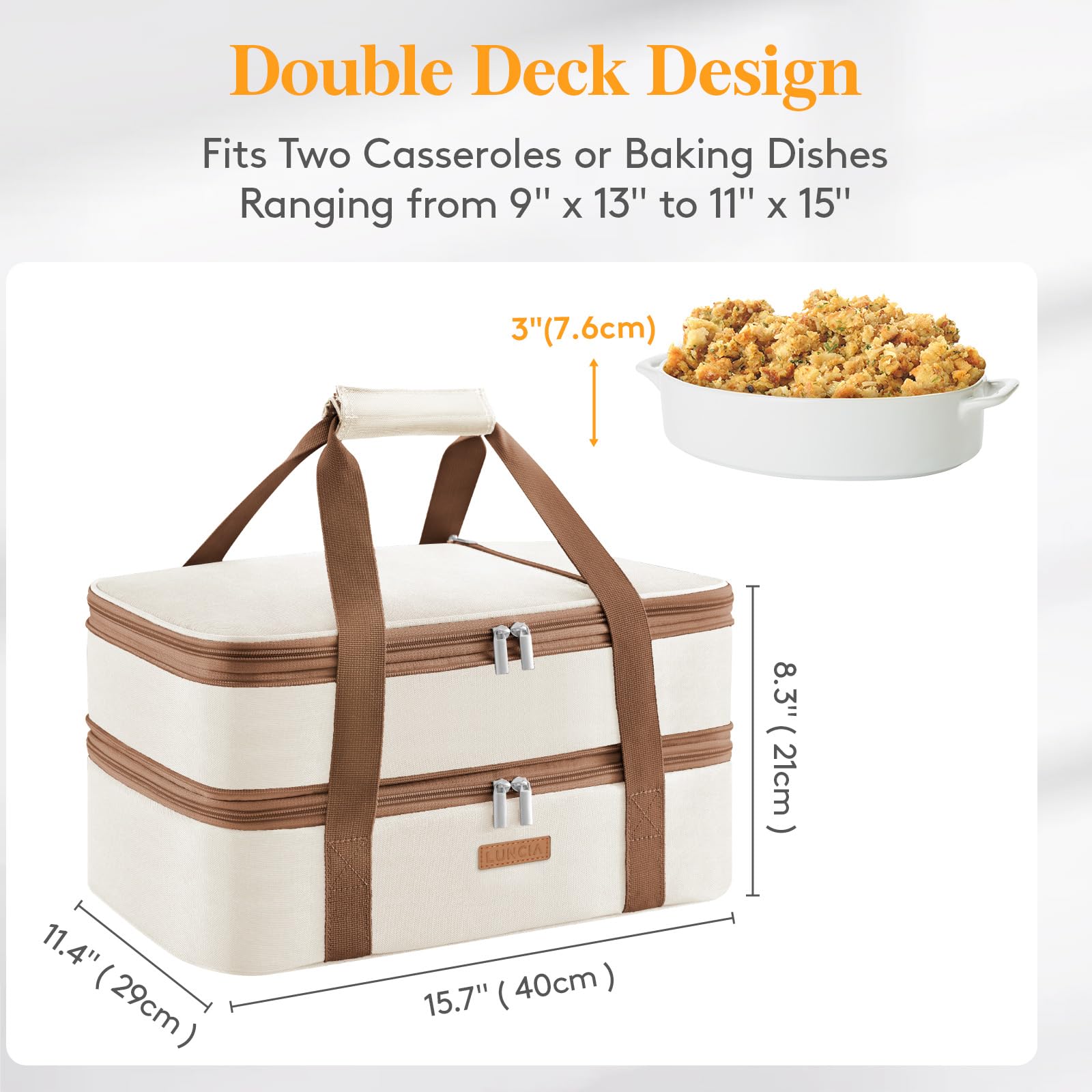 LUNCIA insulated carrier interior with foil and foam preserves temperature during transport