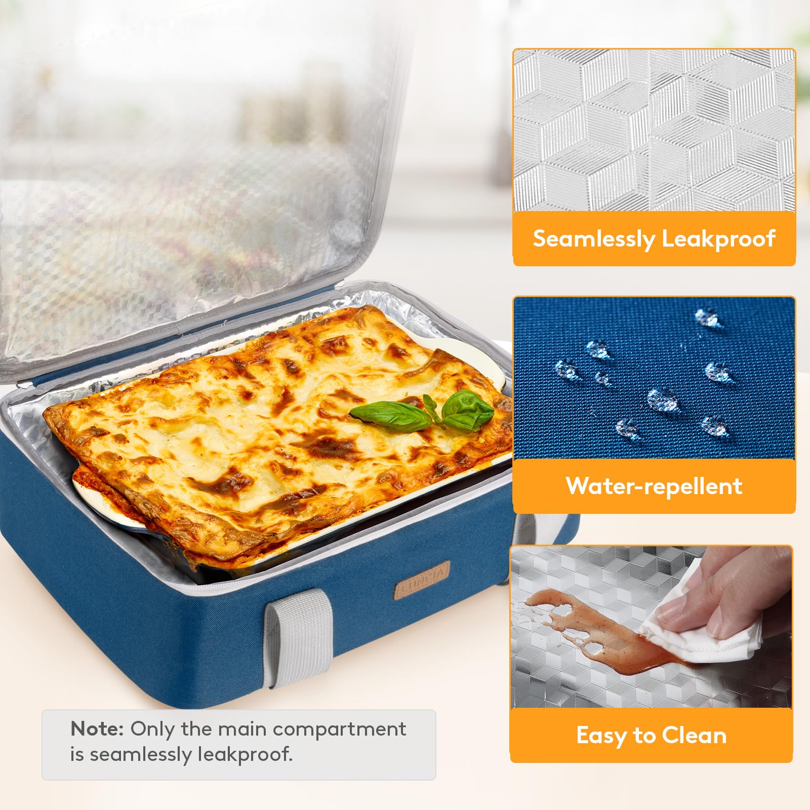 LUNCIA leakproof liner helps prevent spills during travel