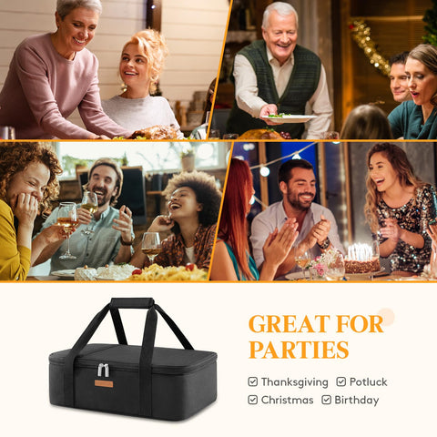 LUNCIA carrier in use at picnic or potluck for convenient serving