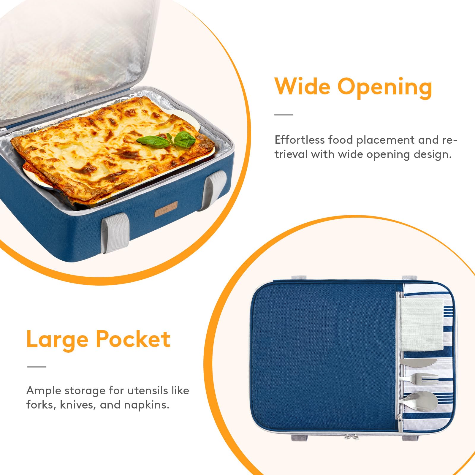 LUNCIA top pocket stores utensils and napkins for easy access