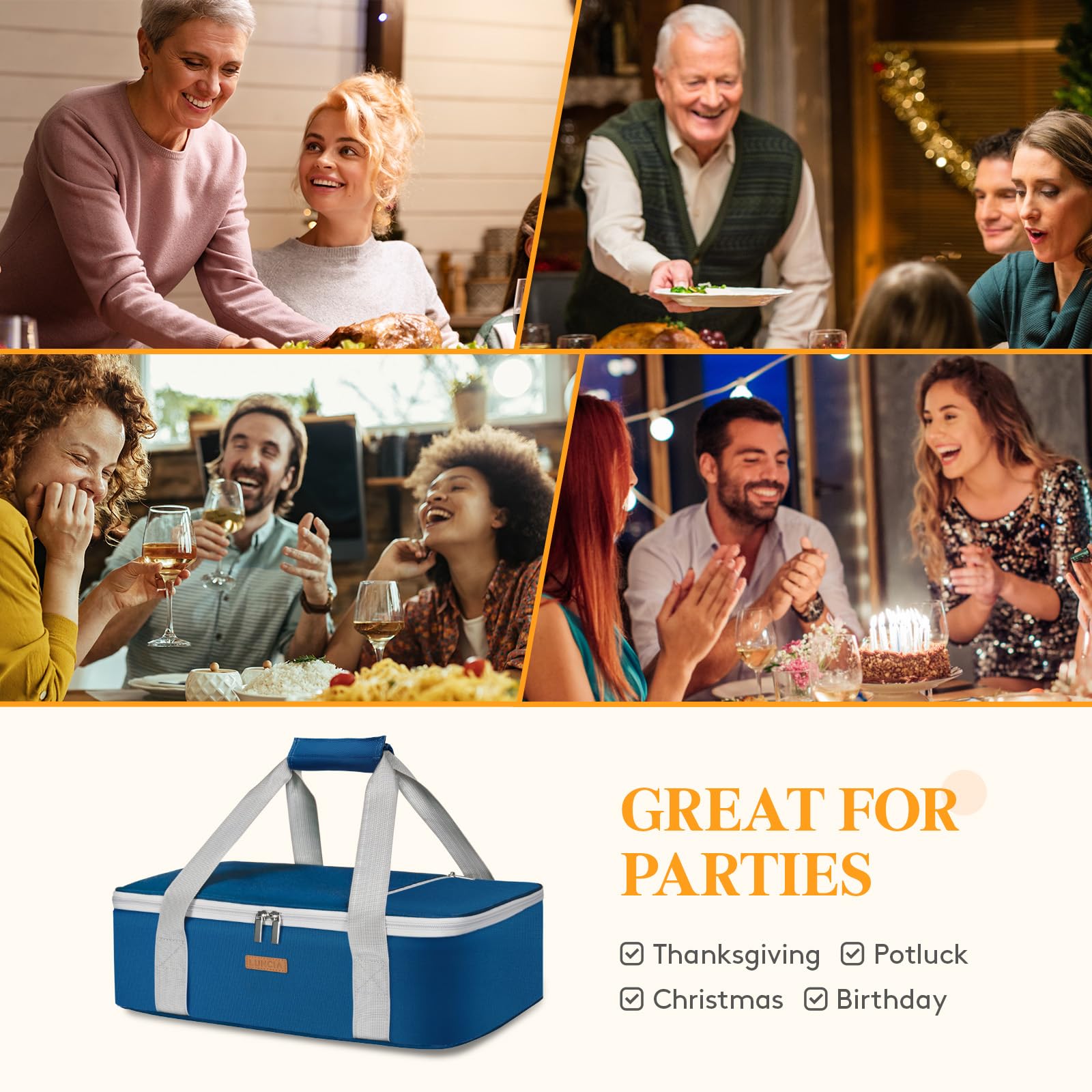 LUNCIA Lifewit insulated carrier ideal for potlucks, picnics, and cookouts.