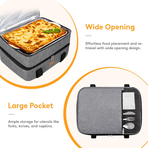 LUNCIA padded Velcro-handles offer comfortable transport for potlucks and picnics.