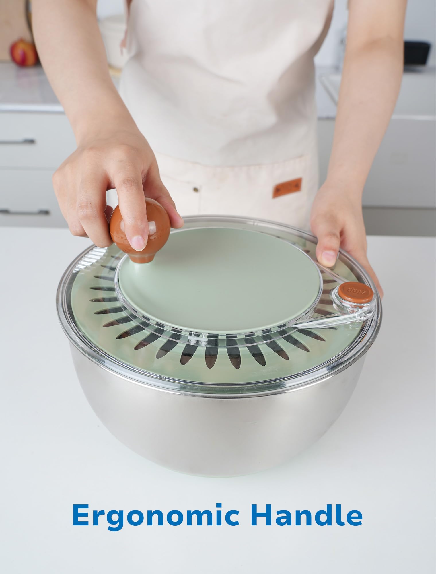Lunememo drain basket for rinsing and spinning in one step