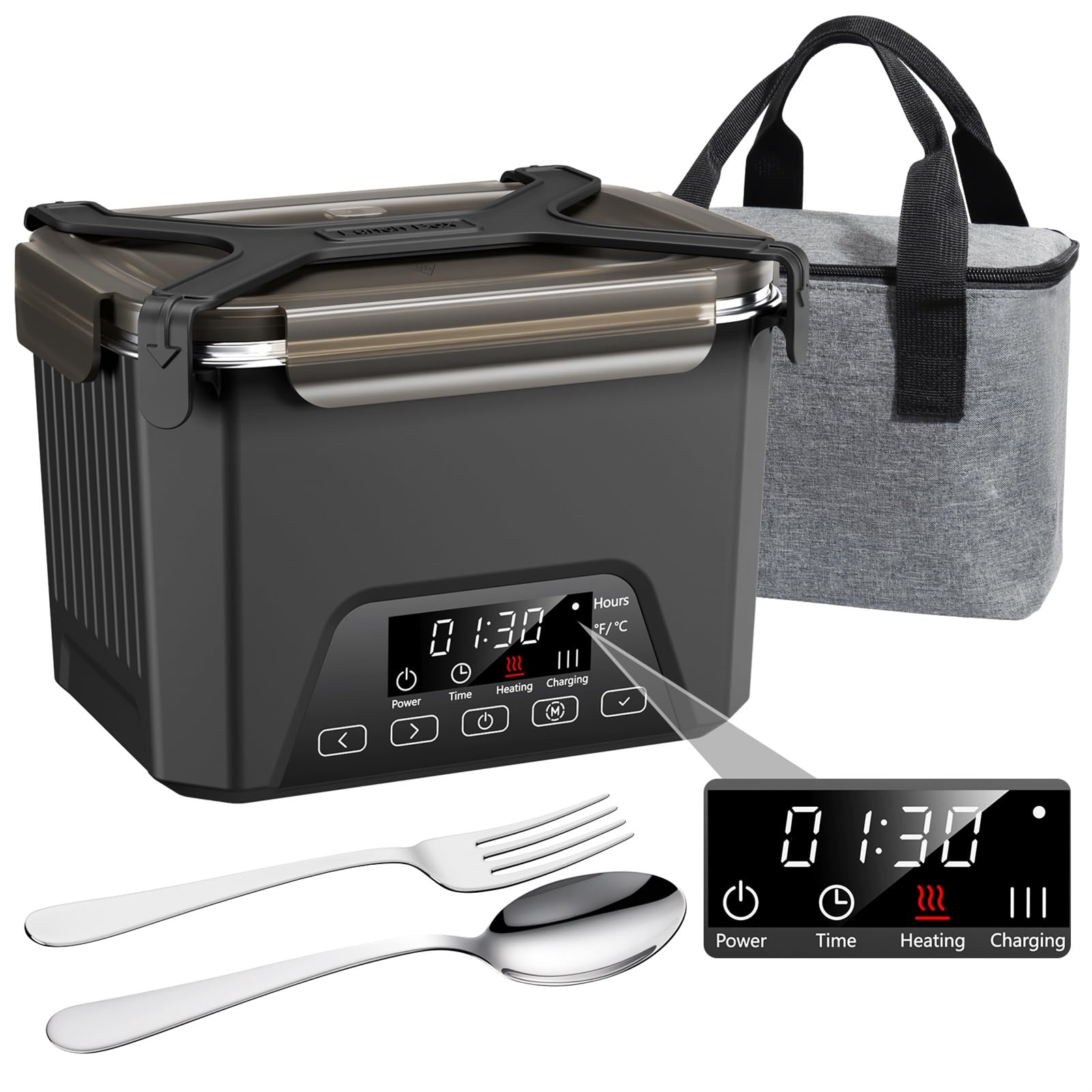 Lunheat cordless electric lunch box 1.2L container with on-schedule heating for busy days