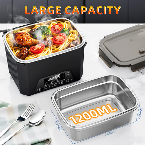 Lunheat cordless lunch box battery view highlights long-lasting warmth for meals