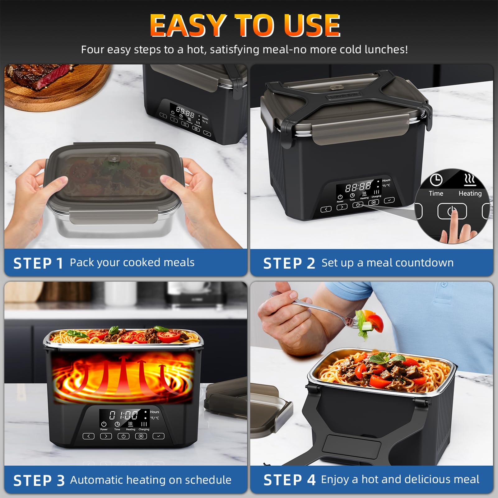 Lunheat automatic heating timer ensures hot meals when you’re ready
