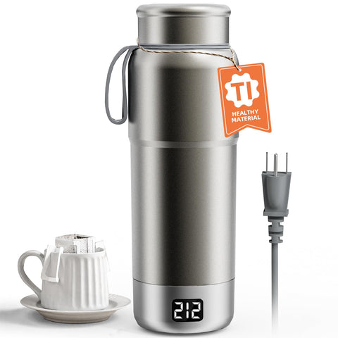 Lunowa 520ML Pure Titanium Kettle front view, travel-ready for quick hot drinks.