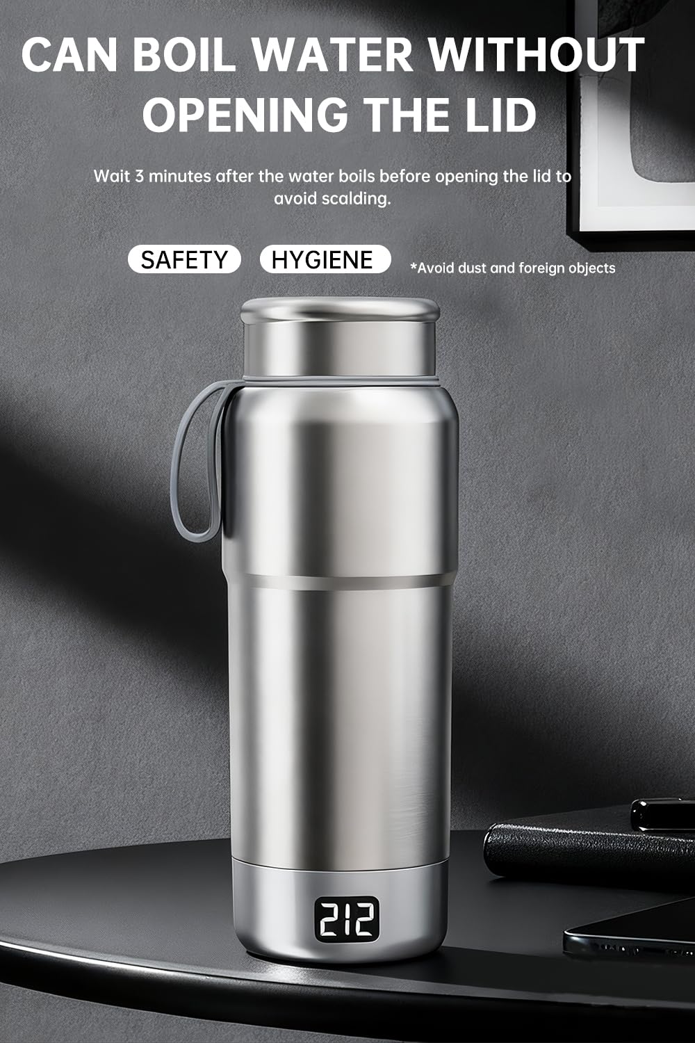 Lunowa 520ML Pure Titanium Kettle insulated flask, keeps beverages warm for hours.