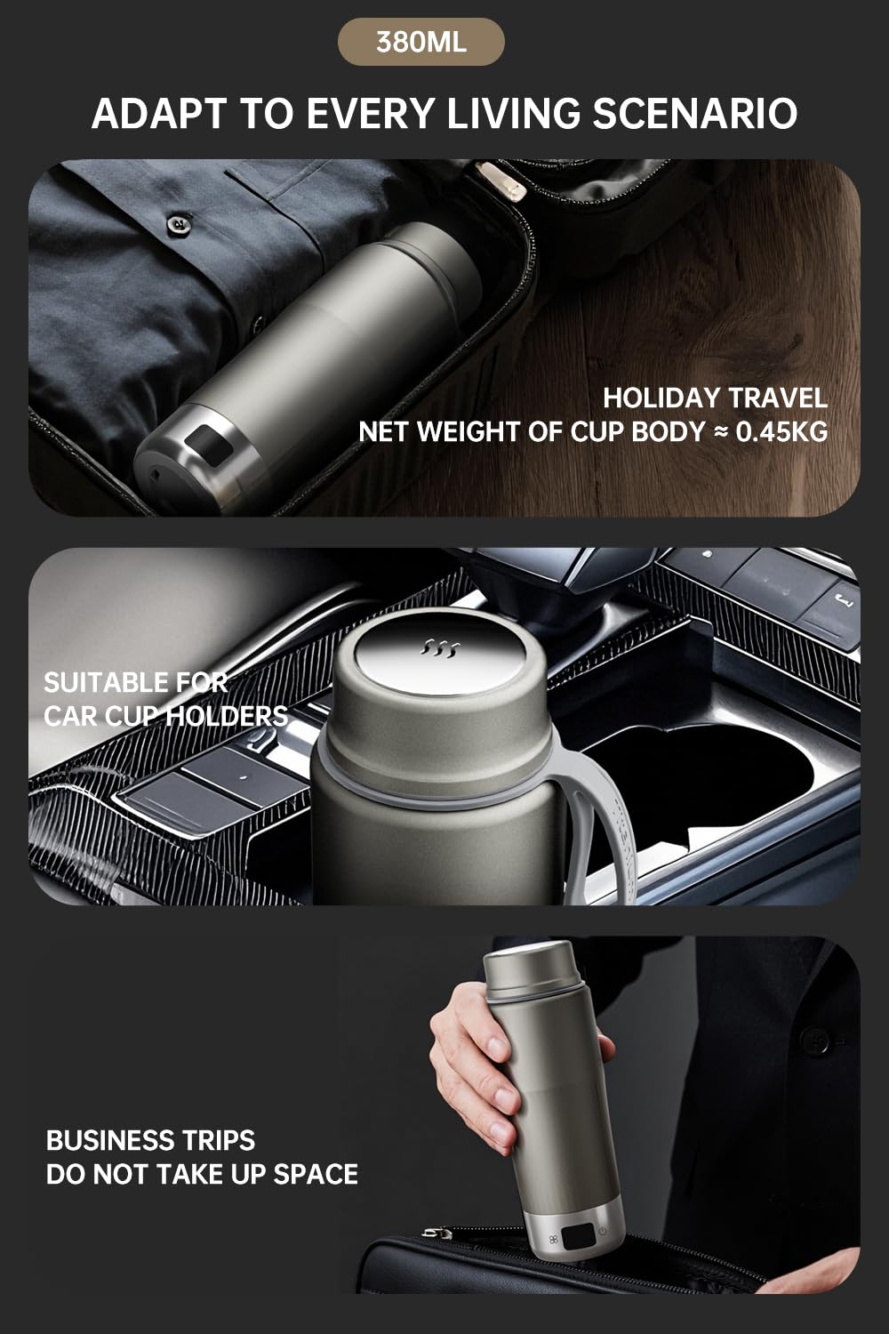 Lunowa 520ML Pure Titanium Kettle temperature control display, precise heat settings.