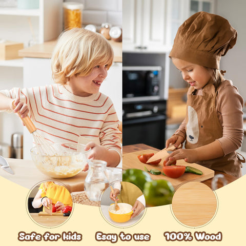 LUOLAO wooden spoon helping kids stir safely and learn