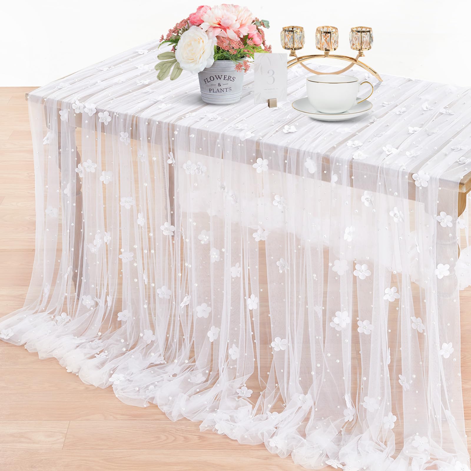 LuoluoHouse wedding arch tablecloth drapes softly for ceremony ambiance.