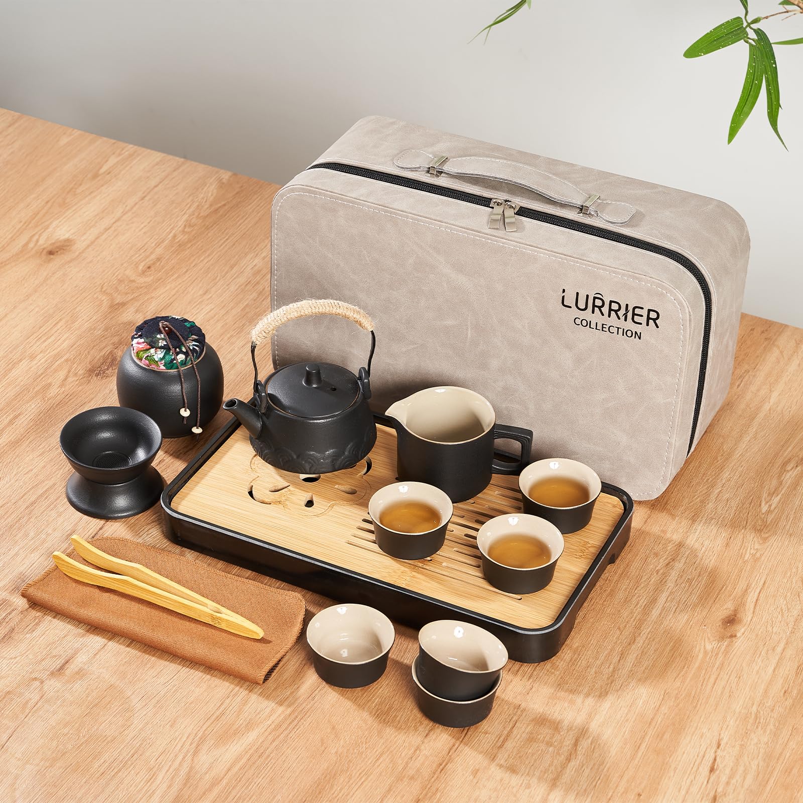 Lurrier Gongfu tea set tray and clip keeps serving area neat