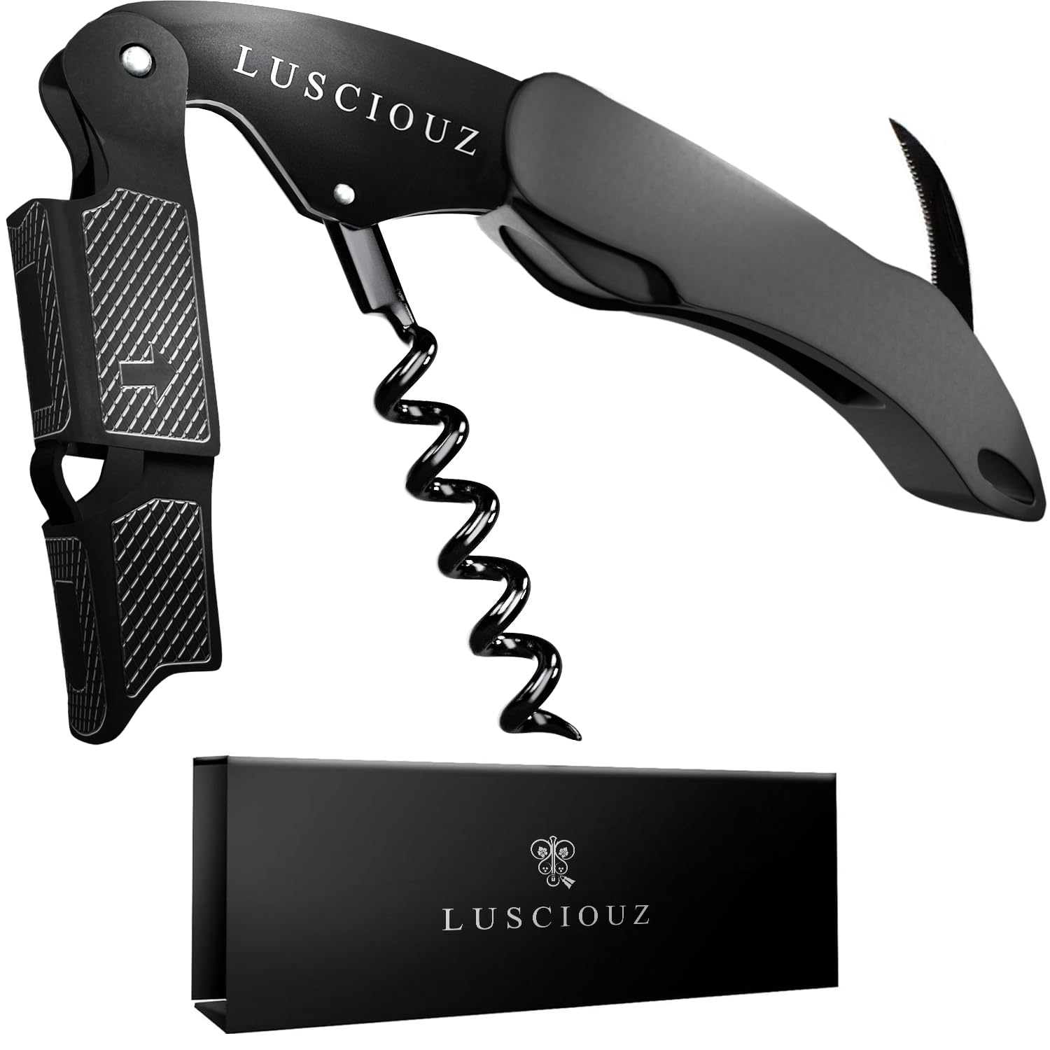 LUSCIOUZ zero-resistance corkscrew silhouette showcasing silent operation.