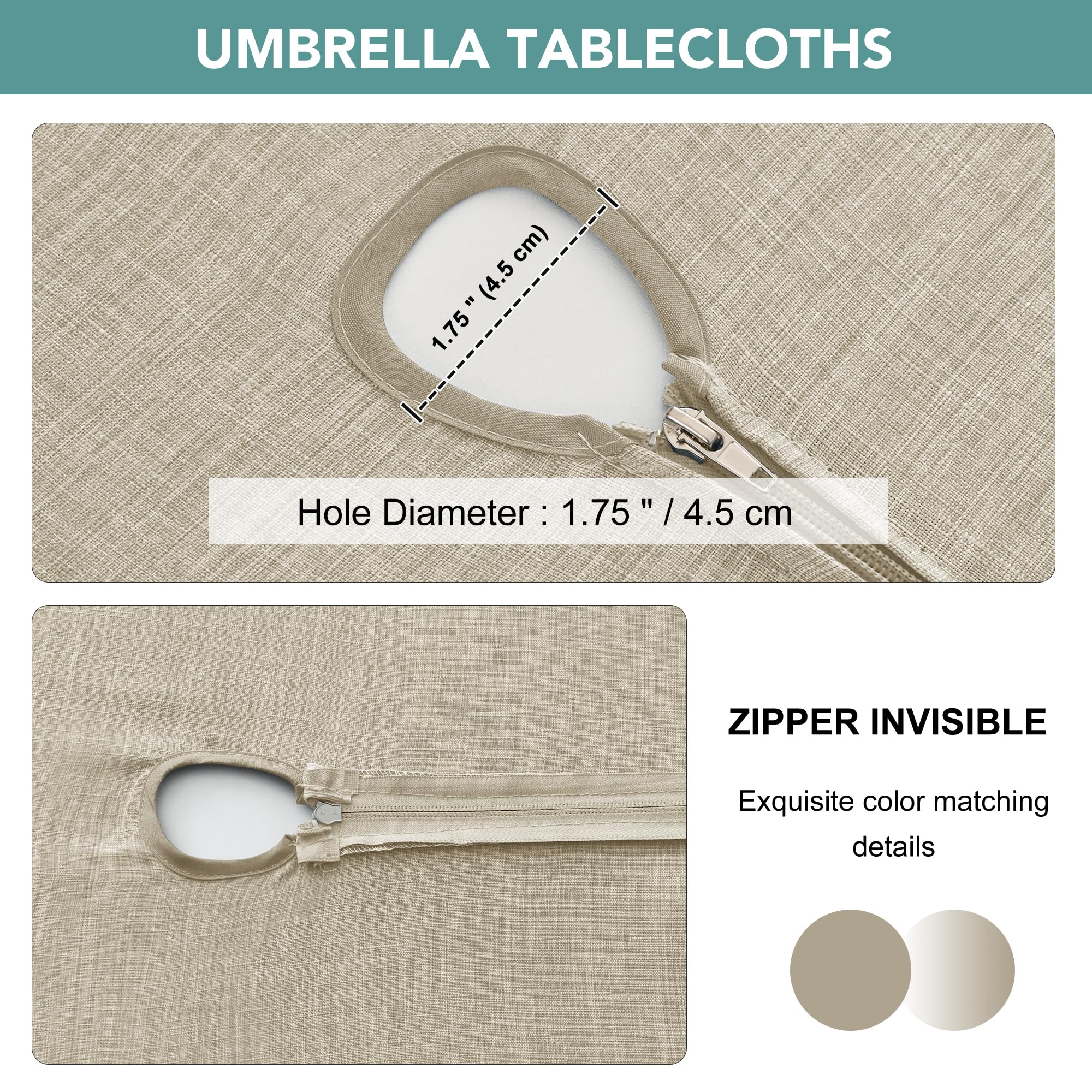Natural color LUSHVIDA tablecloth blending with outdoor decor