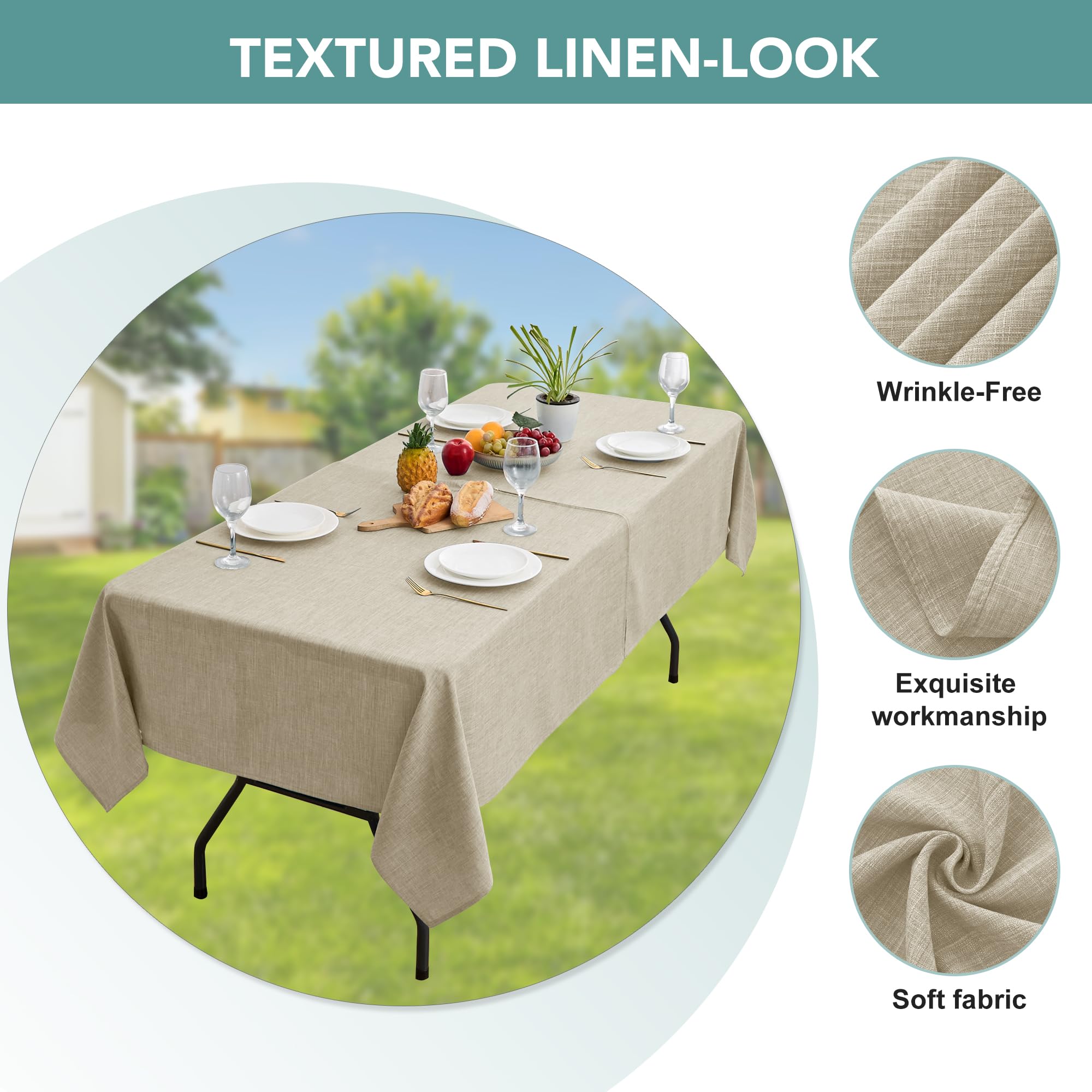 LUSHVIDA tablecloth on a patio setup ideal for casual outdoor dining