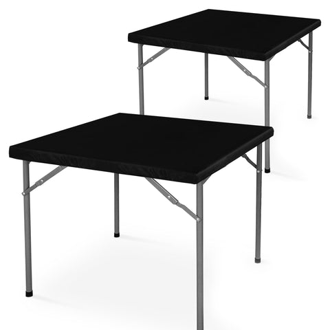 LUSHVIDA square fitted table cover 34x34 in black protecting surface from spills