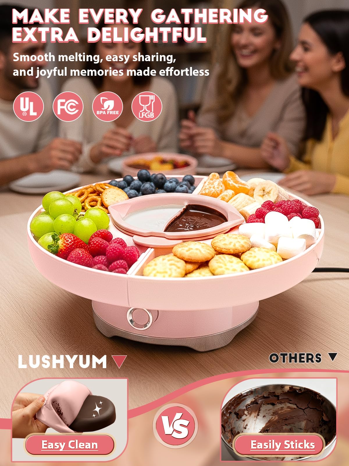 LUSHYUM set includes color-coded forks and a spatula for sharing.