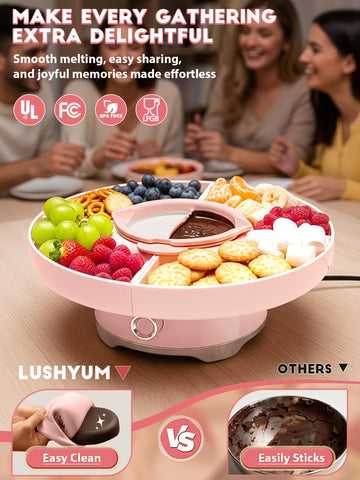 LUSHYUM set includes color-coded forks and a spatula for sharing.