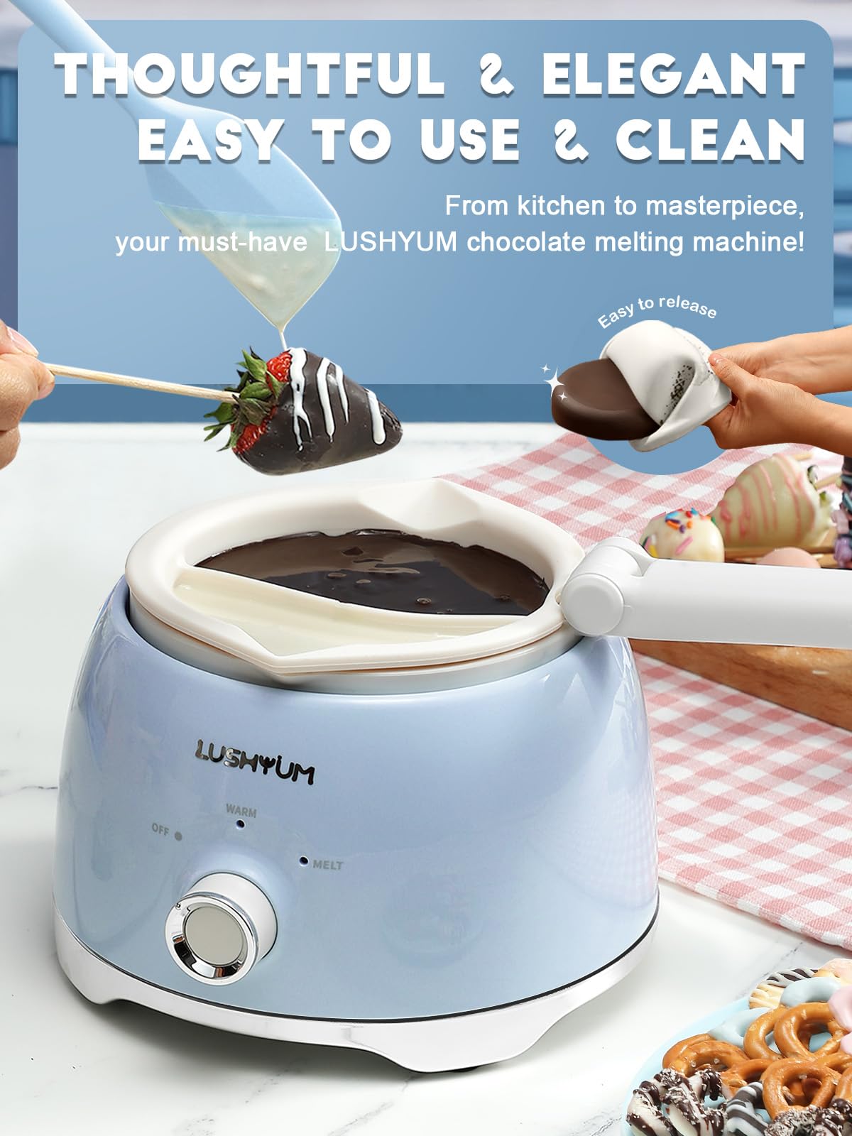 LUSHYUM dual insert pots enabling two flavors at once for variety.