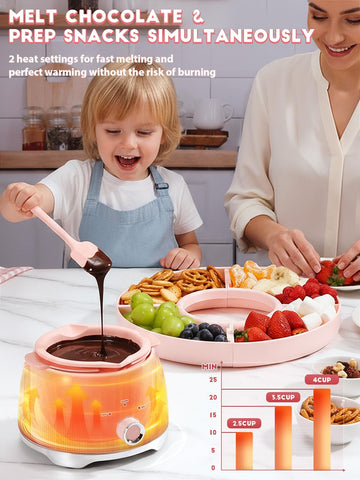 LUSHYUM dual-pot design lets melt two flavors simultaneously.