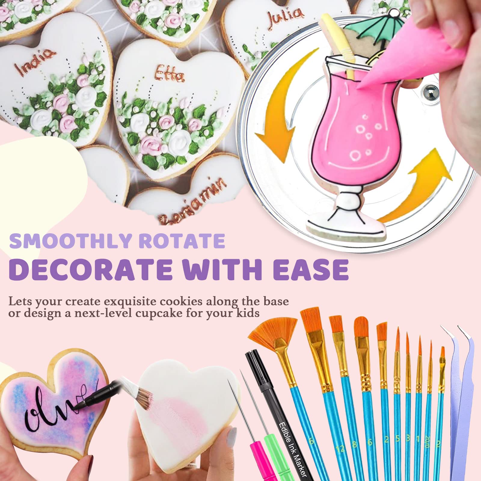 LUSHYUM edible pen and tweezers for clean, professional-looking cookies.