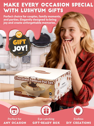 LUSHYUM fondue set in gift-ready packaging for occasions.