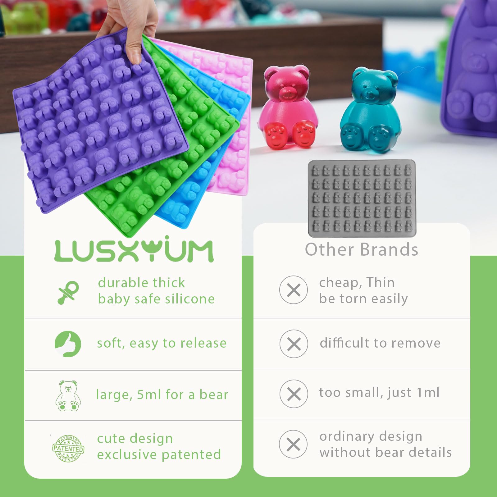 LUSHYUM oven and microwave-safe molds support versatile treats at home.