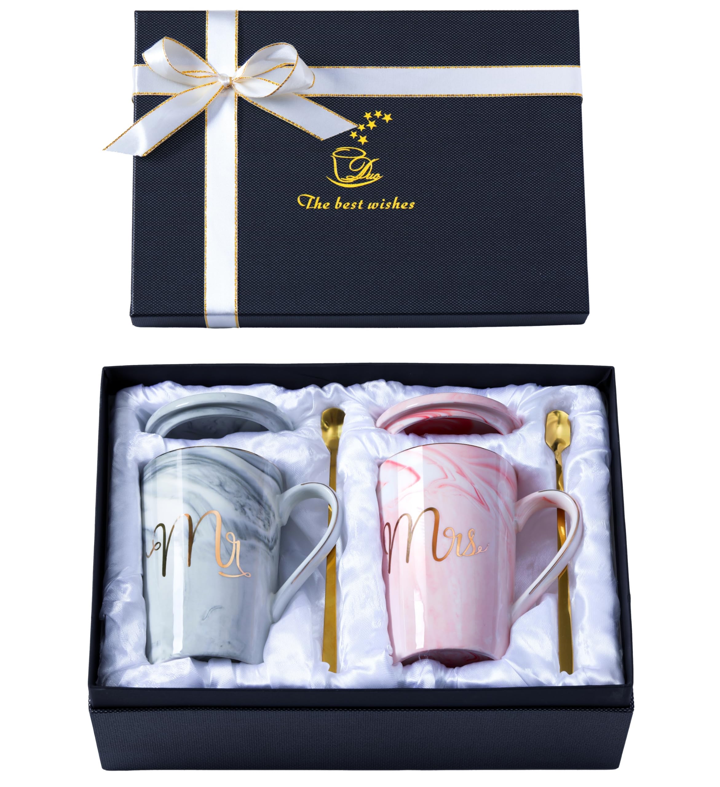 Luspan Mr and Mrs Marble Coffee Mugs 14oz for shared morning rituals.