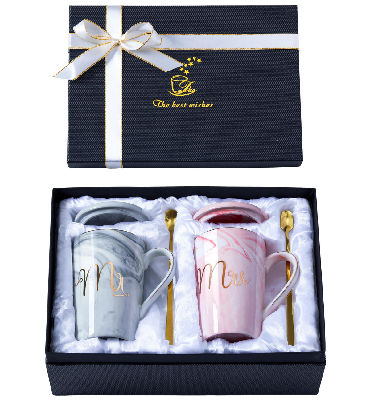 Luspan Mr and Mrs Marble Coffee Mugs 14oz for shared morning rituals.
