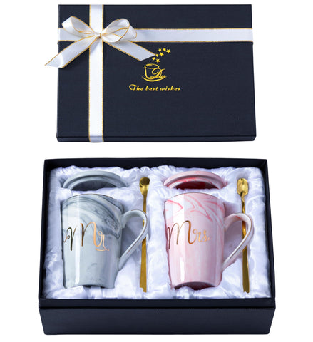 Luspan Mr and Mrs Marble Coffee Mugs 14oz for shared morning rituals.