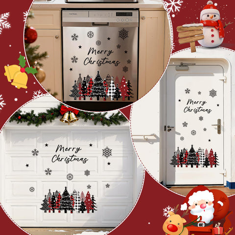 LUUFILx red green Christmas magnets with Merry Christmas and snowflakes for fridges