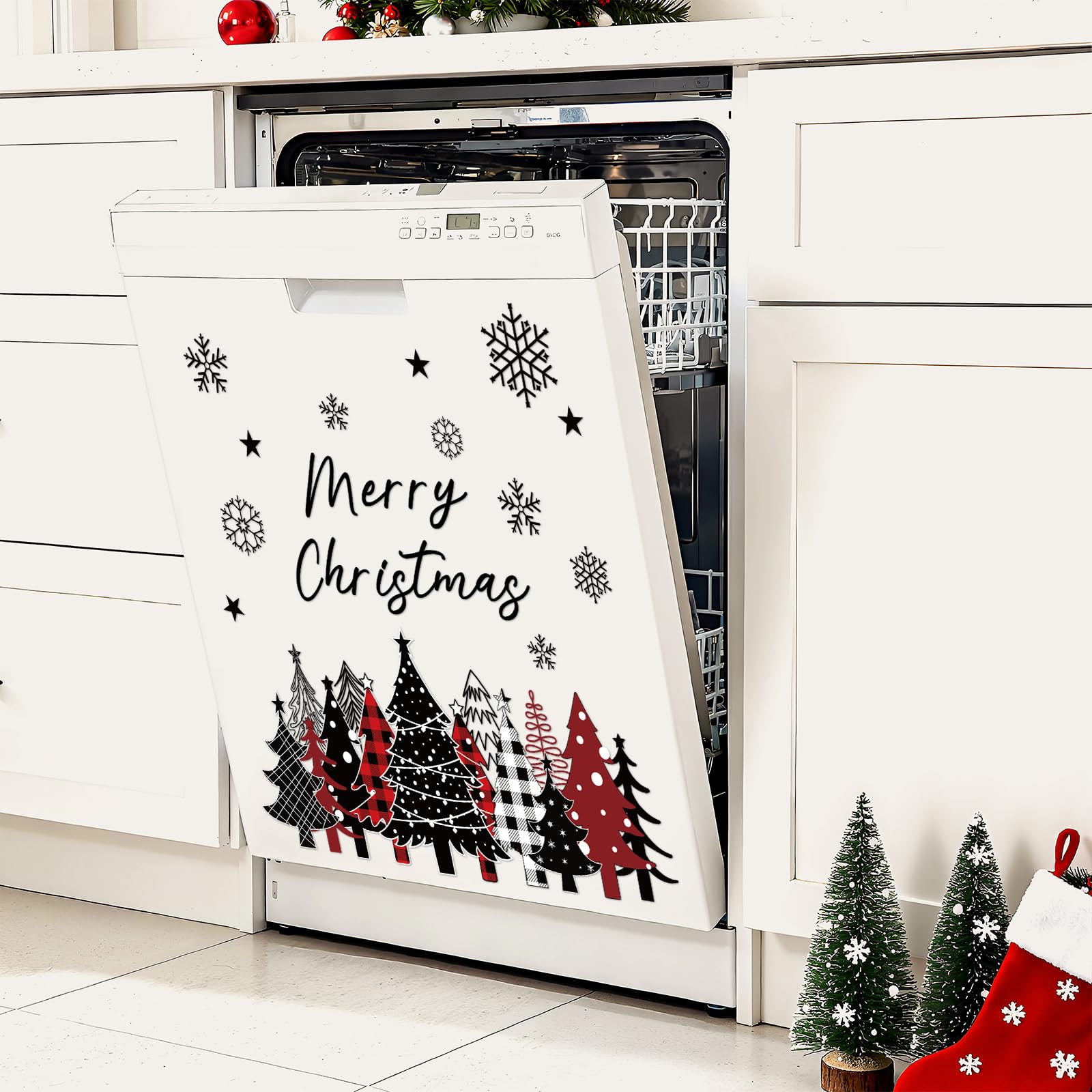LUUFILx red plaid Christmas tree magnets add festive flair to metal surfaces