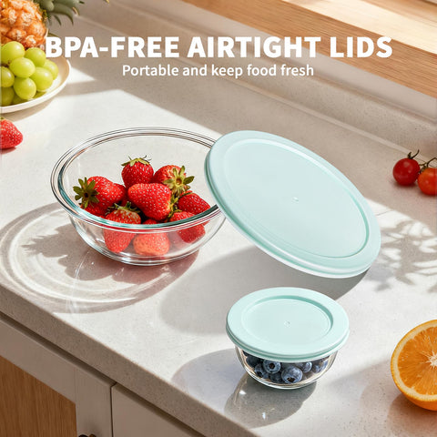 Luvan glass bowls with clear glass show contents for quick reuse.