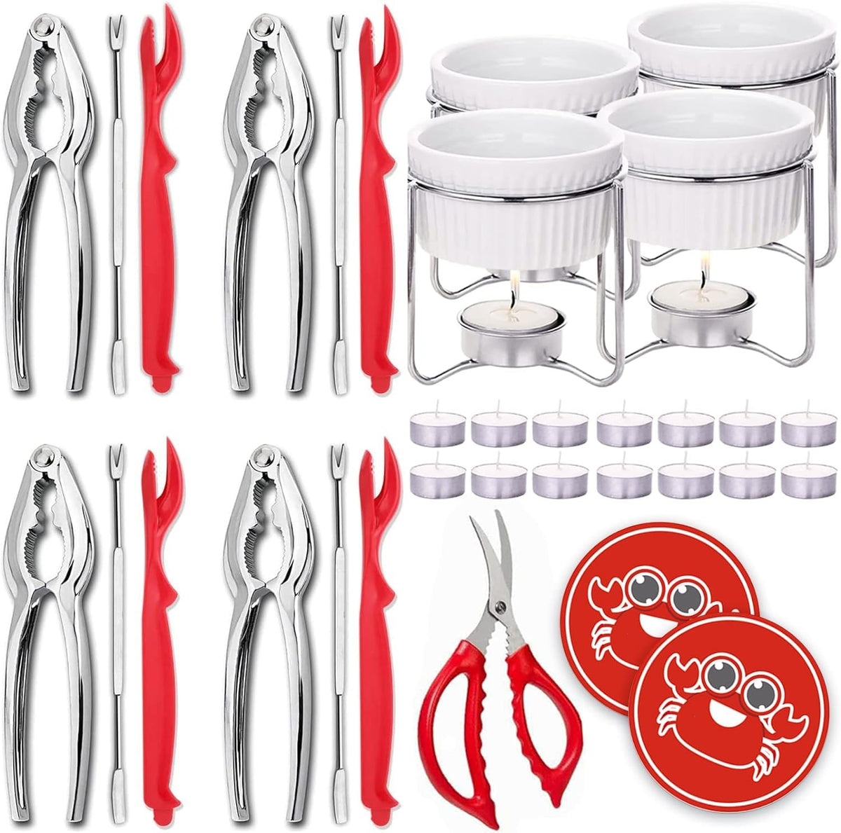 Luvan crab crackers and tools set front view for efficient seafood cracking at home.