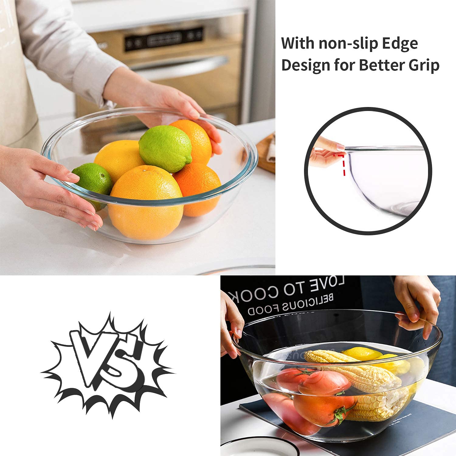 Luvan glass bowl with airtight lid preserves flavors and odors.