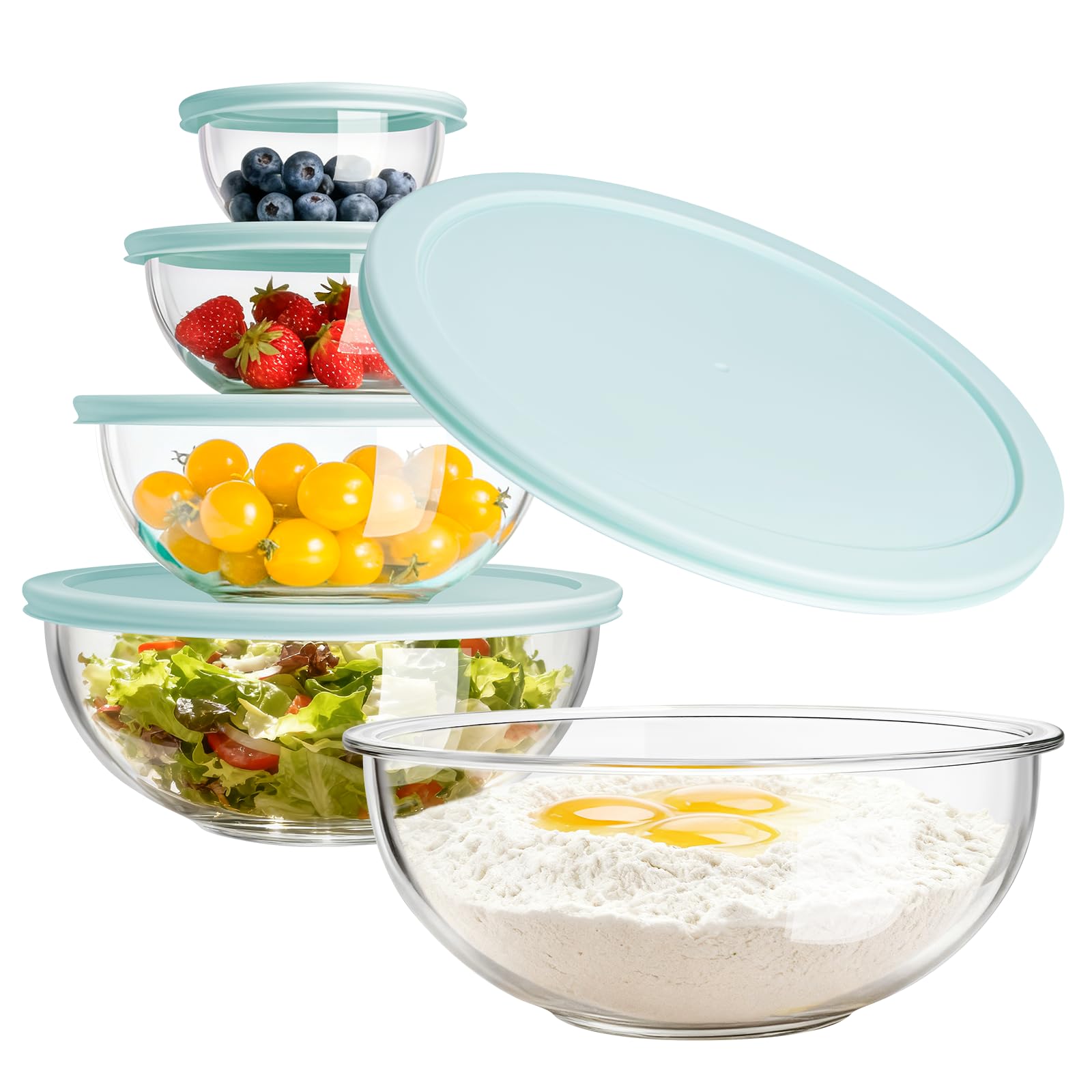 Luvan glass mixing bowl 0.2qt with lid for compact prep and storage.