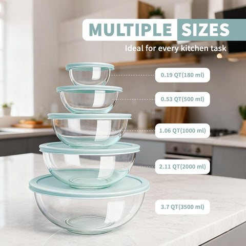 Luvan glass mixing bowl 1.1qt with lid for batter and mixing.